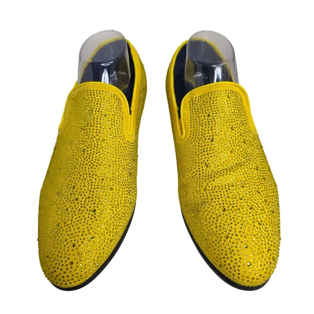 Bright Yellow sz10 Rhinestones allover loafers. Events. Entertainer. Shows Artzy